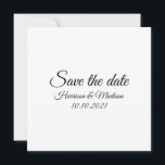 Guardar la Invitación de Boda de texto Fecha, pers<br><div class="desc">Guardar la tarjeta de Invitación de Boda blanco negro con texto personalizar</div>