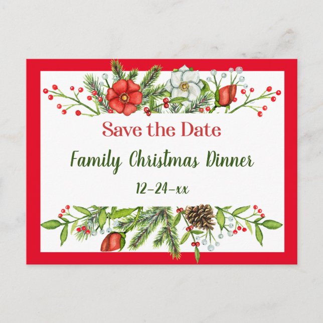 Guardar la invitación de cena de Navidades familia (Anverso)