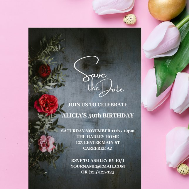 Guardar la invitación de cumpleaños 50 de blanco n (Subido por el creador)