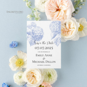 Guardar la invitación de fecha con Blue Hydrangea