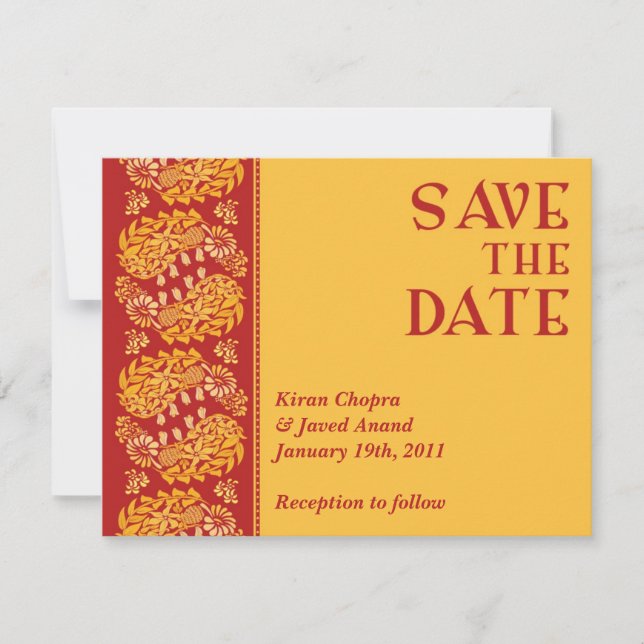 Guardar la Invitación de la India de fecha (Anverso)