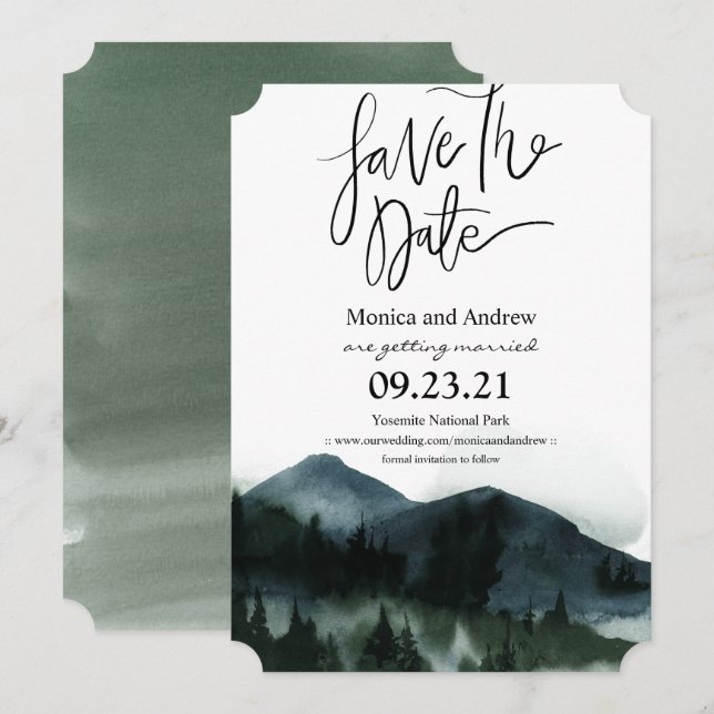 Guardar la invitación de la montaña de los bosques (Anverso / Reverso)