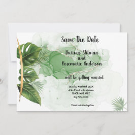 Guardar la invitación de la palma tropical de fech