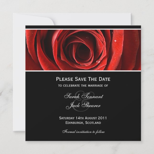 Guardar la invitación de la rosa roja de fecha (Anverso)