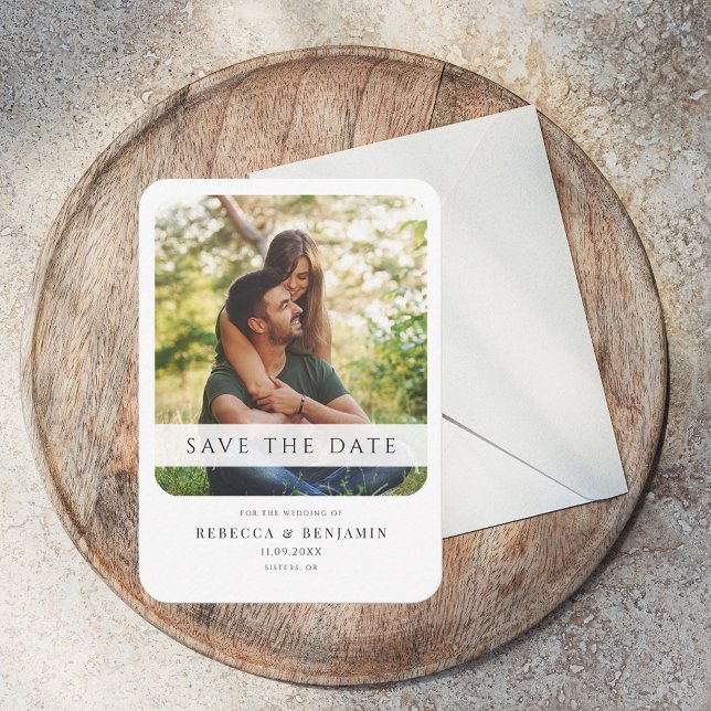 Guardar la Invitación del Boda de fotos de fecha (Modern Photo Wedding Save the Date Announcement Notecard)
