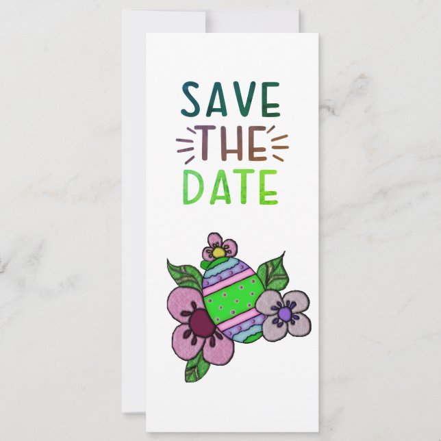 Guardar La Invitación Del Huevo De Fecha Y Las Flo (Anverso)