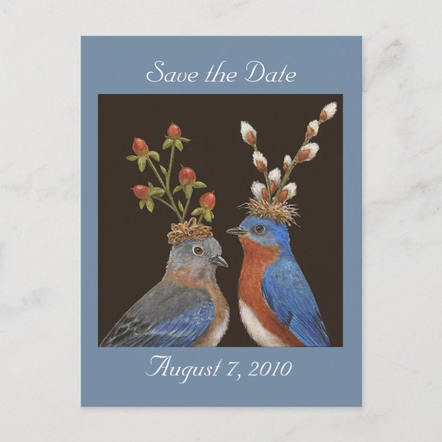 Guardar la postal de fecha con la pareja bluebird (Anverso)