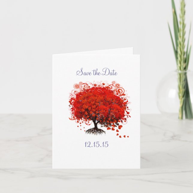 Guardar la tarjeta Boda de árbol rojo de fecha (Anverso)