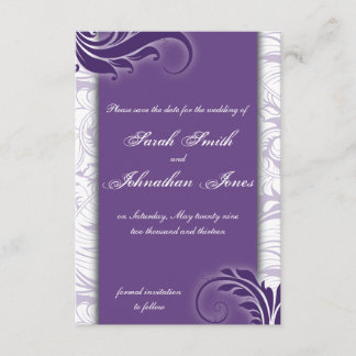 Guardar la tarjeta Boda de fotos de fecha morado y