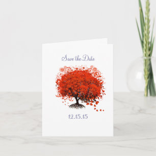 Guardar la tarjeta de boda del árbol rojo de la fe