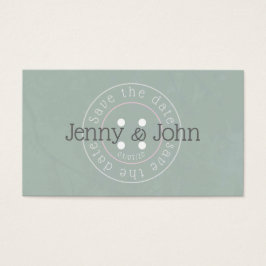 Guardar la tarjeta de costura de botón verde y ros