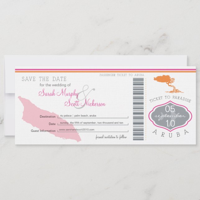 Guardar la tarjeta de embarque de fecha a Aruba (Anverso)