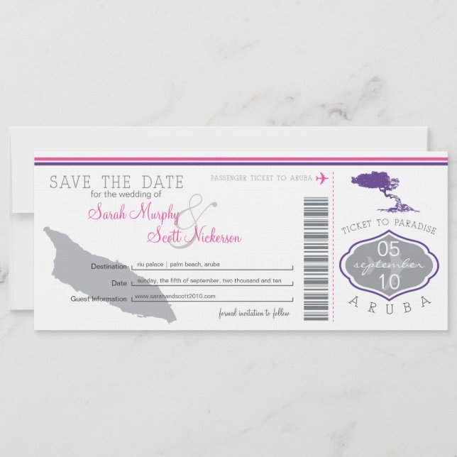 Guardar la tarjeta de embarque de fecha a Aruba (Anverso)