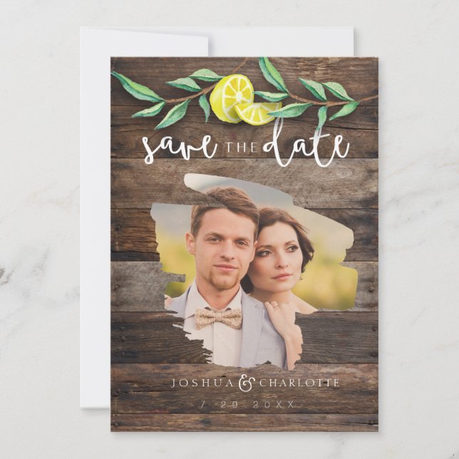 GUARDAR LA TARJETA DE FECHA | Boda Rustic Wood Lem (Anverso)