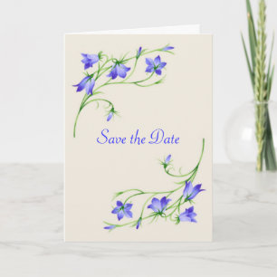 Guardar la tarjeta de fecha con flores azules