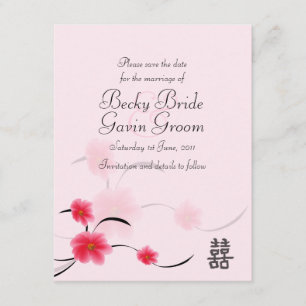 Guardar la tarjeta de fecha Pink Blossom Doble fel