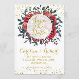 Guardar la tarjeta de fecha purpurina de oro navid