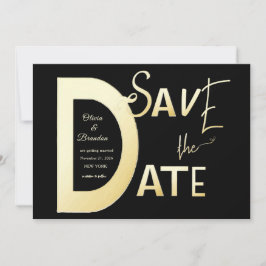 Guardar la tarjeta de plantilla Fecha negro y oro