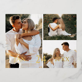 Guardar la tarjeta fotográfica de 3-fotos del Boda