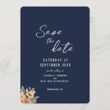 Guardar la tarjeta plana Date - Elegante azul hond