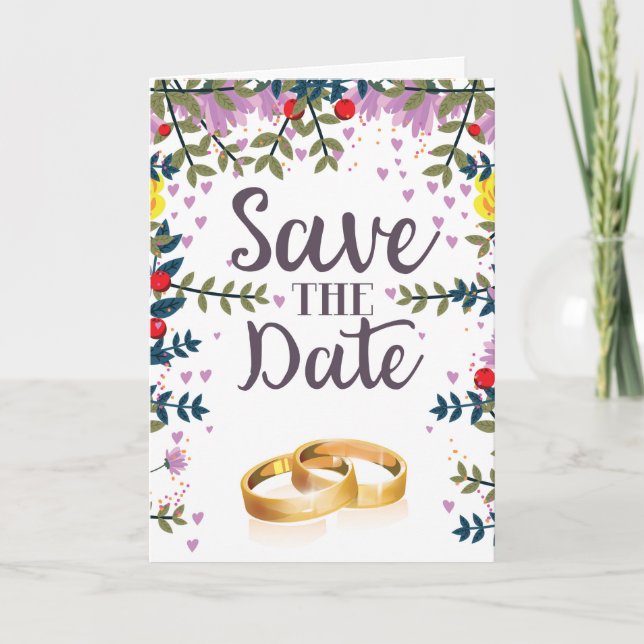 Guardar las flores de fecha y los anillos de Boda (Anverso)