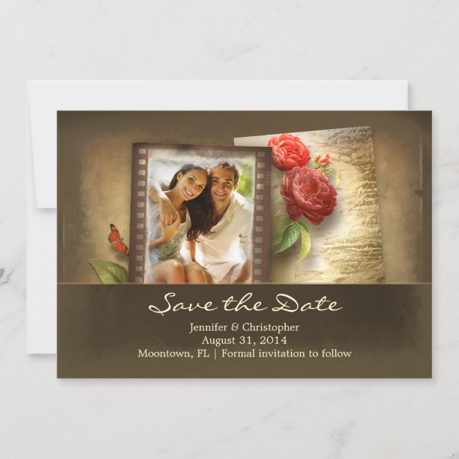 guardar las invitaciones rústicas de la foto vinta (Anverso)