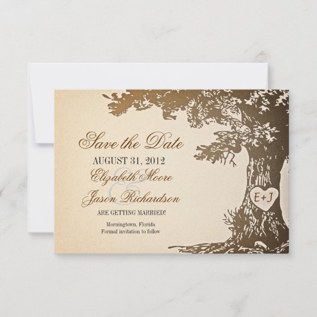 guardar las tarjetas planas vintage de árbol antig (Anverso)