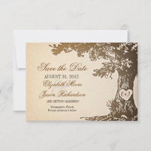 guardar las tarjetas planas vintage de árbol antig