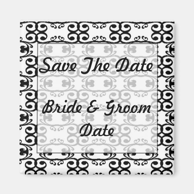 Guardar los imanes Bodas blanco y negro de fecha (Frente)