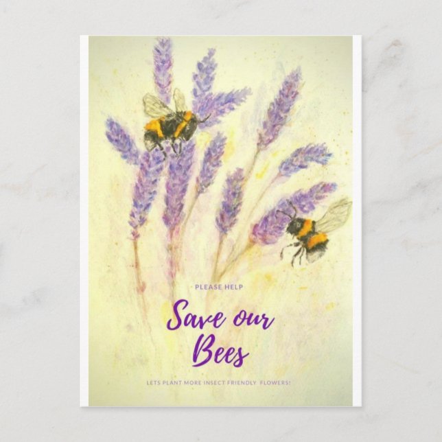 GUARDAR NUESTRAS BEES preciosa postal acuarela gra (Anverso)