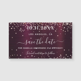 Guarde el imán burgundy sparkles de cumpleaños
