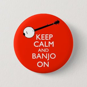 Guarde la calma y el banjo en el botón