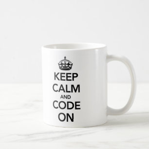 Guarde la calma y el código en la taza