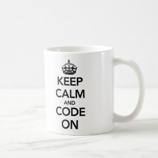 Guarde la calma y el código en la taza