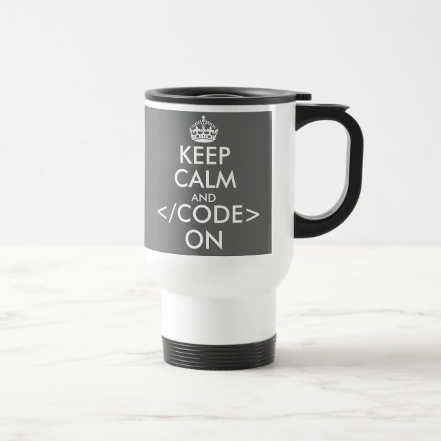 Guarde la calma y el código en la taza del viaje (Derecha)