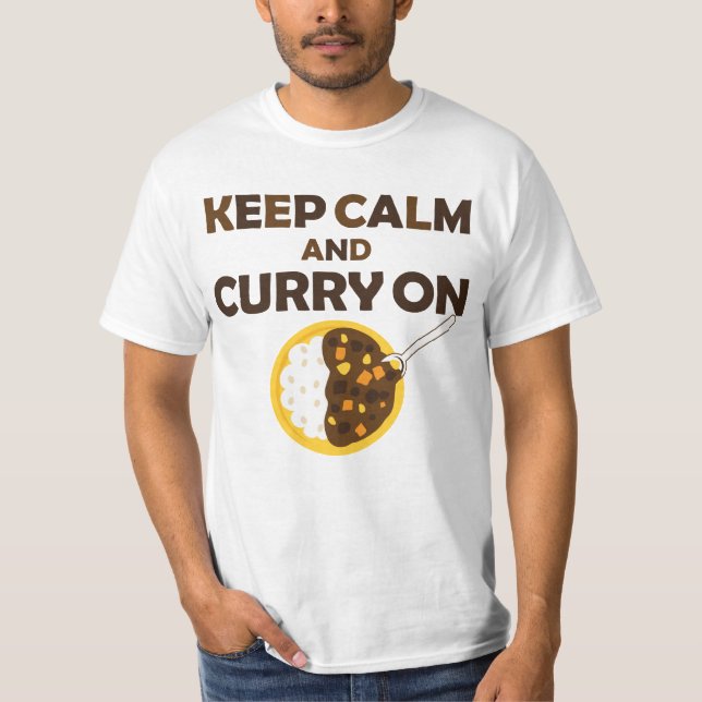 Guarde la calma y el curry en la camiseta gráfica (Anverso)