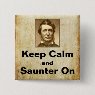 Guarde la calma y el Saunter en el botón de