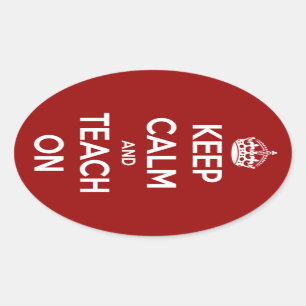 Guarde la calma y enséñela en los pegatinas oval