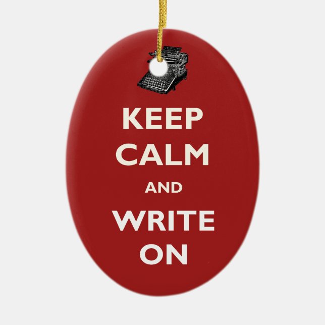 Guarde la calma y escriba en el ornamento de la (Frente)