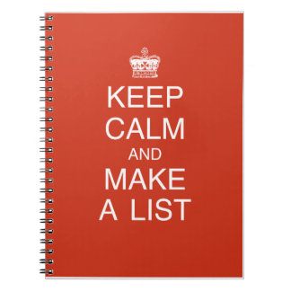 Guarde la calma y haga un cuaderno de la lista