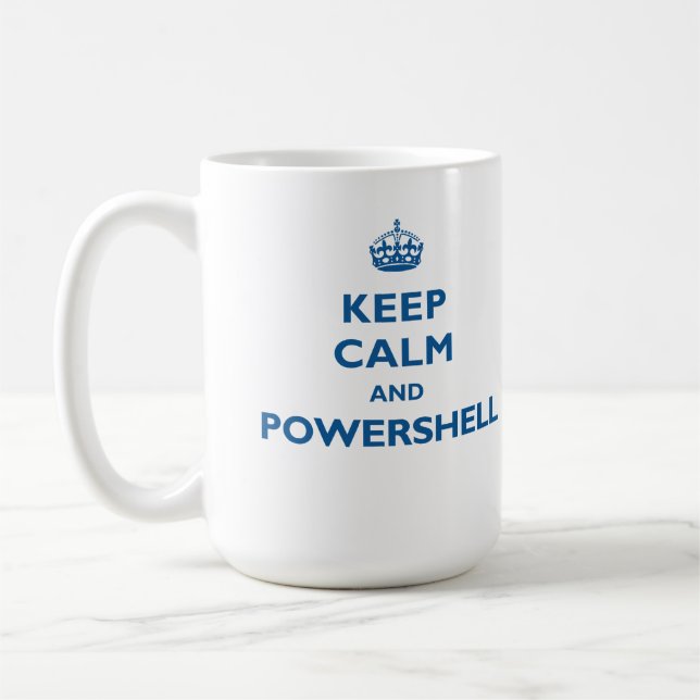 Guarde la calma y la taza de PowerShell (Izquierda)