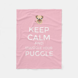 Guarde la calma y Snuggle su Puggle - MANTA de