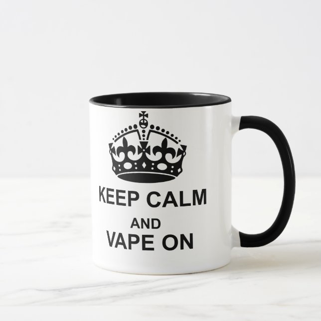 Guarde la calma y Vape en la taza negra (Derecha)