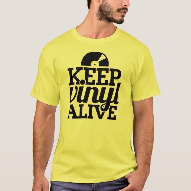 Guarde la camiseta viva del vinilo - amarillo (Anverso)