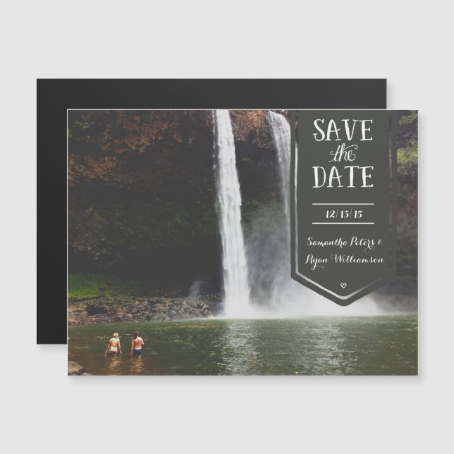 Guarde la fecha, bonito y moderno imán de fotos pe (Anverso/Reverso)