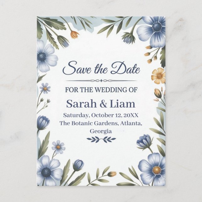 "Guarde la Fecha" Elegante Invitación de Boda (Anverso)