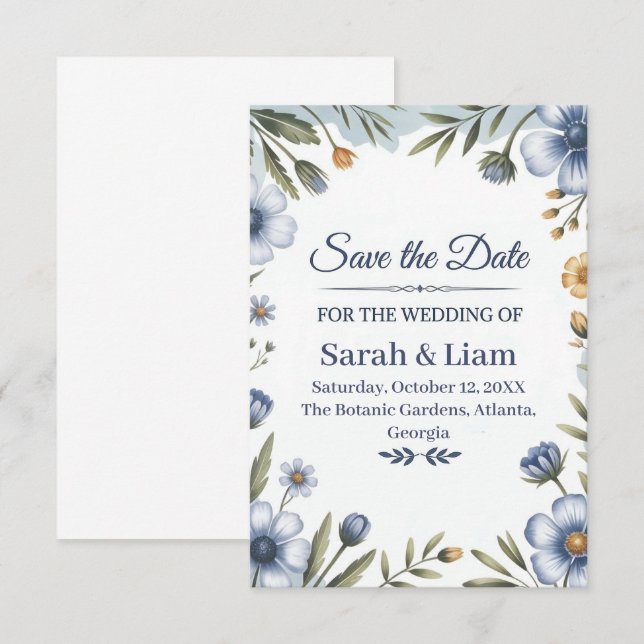 "Guarde la Fecha" Elegante Invitación de Boda (Anverso / Reverso)