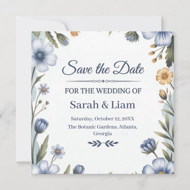 "Guarde la Fecha" Elegante Invitación de Boda (Anverso)