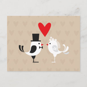 Guarde La Postales De Fecha Lovebirds & Hearts Tan