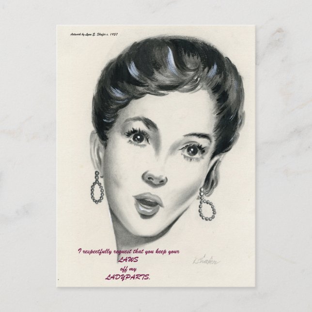Guarde sus LEYES de mi postal de LADYPARTS (Anverso)